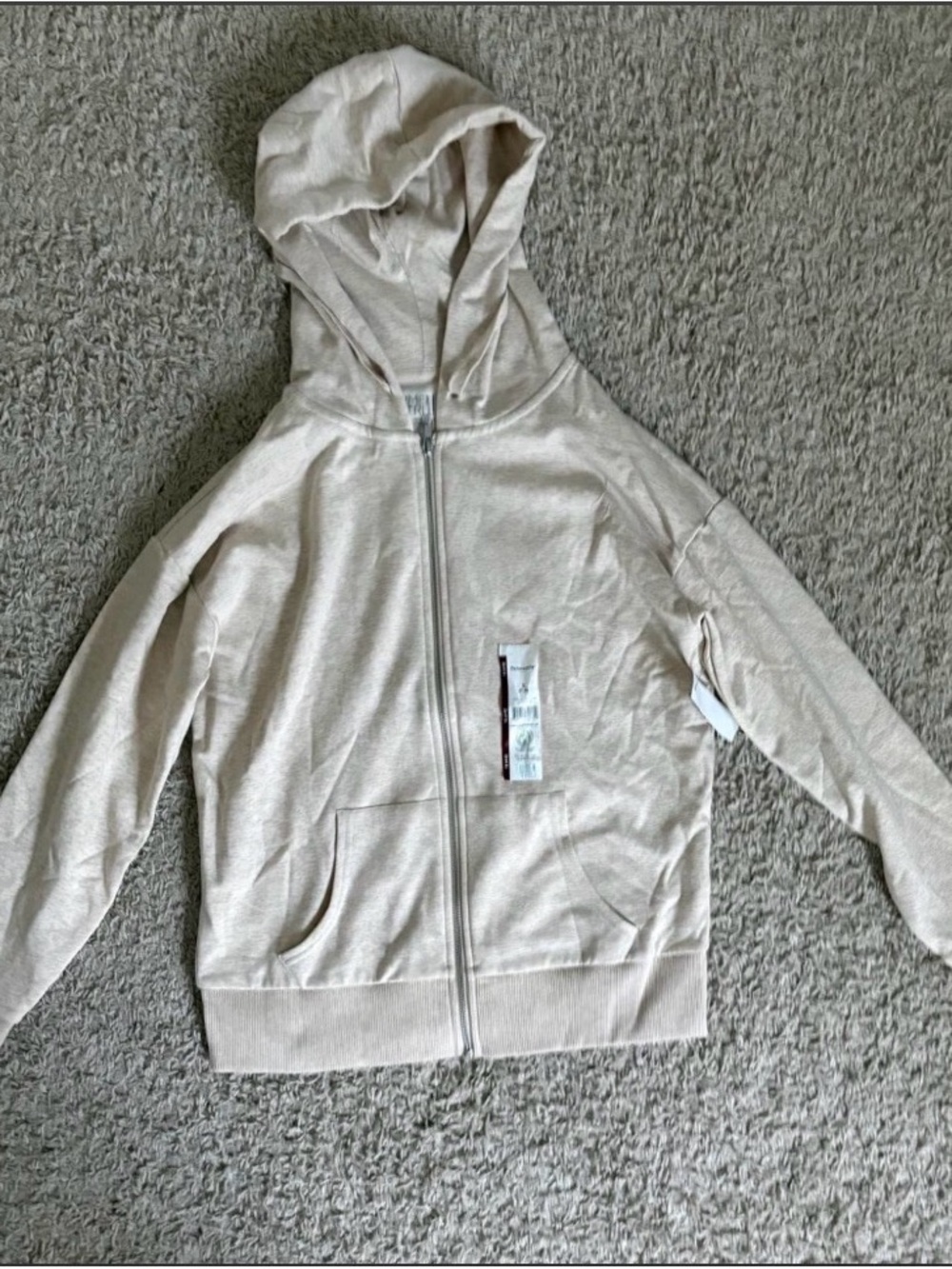 Time and Tru Kids Full‑Zip Hooded Jacket in Light Beige